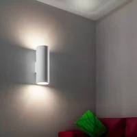 Molveno Pipe Round Lampada da Parete Biemissione Gesso