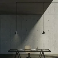 Flos String Light Cono e rosone blu