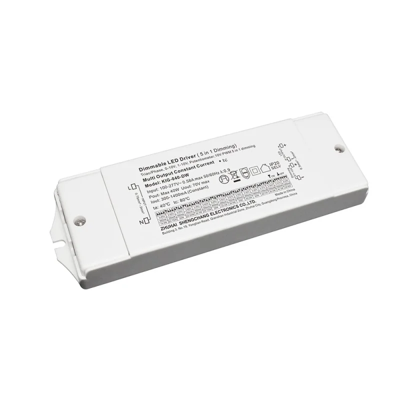 Alimentatore in corrente costante 300-1400mA 40W dimmerabile 5in1