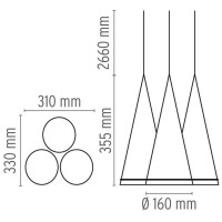 Flos Fucsia 3 Lampada Sospensione tripla in vetro Lampadario i