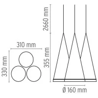 Flos Fucsia 3 Lampada Sospensione tripla in vetro Lampadario i
