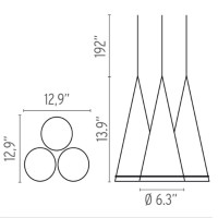 Flos Fucsia 3 Lampada Sospensione tripla in vetro Lampadario i
