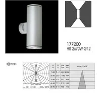 Ares Maxi Ada Applique da Esterno biemissione 2X70W G12 lampada