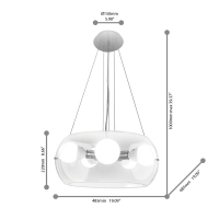 Ideal Lux Audi-10 suspension lamp in blown glass