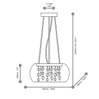 Ideal Lux Audi-80 suspension lamp in blown glass