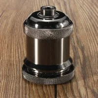 Portalampada Vintage E27 in Alluminio Nero lucido con ghiera