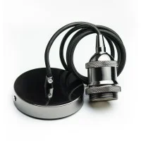 Portalampada Vintage E27 in Alluminio Nero lucido con ghiera
