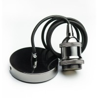 Vintage E27 lampholder in aluminum polished Black color with