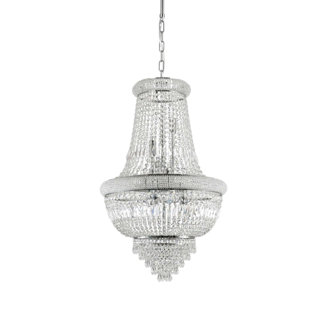 copy of Ideal Lux Pasha chrome suspension lamp with crystals
