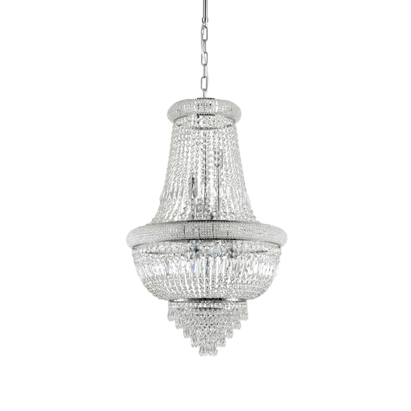 copy of Ideal Lux Pasha chrome suspension lamp with crystals