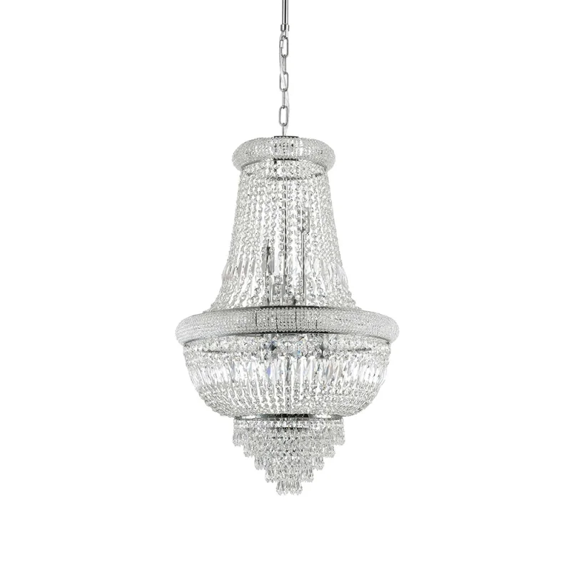 copy of Ideal Lux Pasha chrome suspension lamp with crystals