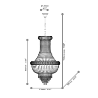 copy of Ideal Lux Pasha chrome suspension lamp with crystals