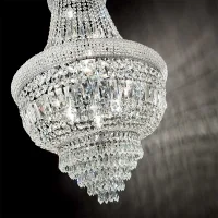 copy of Ideal Lux Pasha chrome suspension lamp with crystals