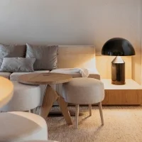 Oluce Atollo 239 medio Nero Lampada da Tavolo Dimmerabile