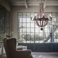 Ideal Lux Millennium suspension lamp in wood