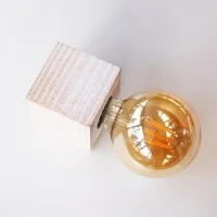 Square Cube E27 Lampholder in Wood