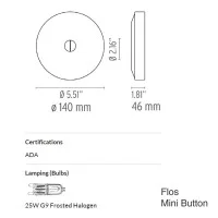 Flos Mini Button small Applique wall or ceiling Lamp By Piero
