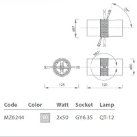 Mizar ARGUS2 SPOT orientabile 2xG6,35 sistema su cavi 12V in