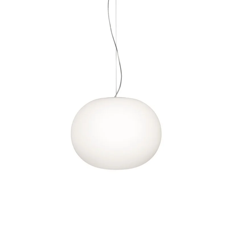 Flos Glo-Ball Suspension 2 lamp in white glass by Jasper Flos Glo-Ball Suspension 2 lamp in white glass by Jasper