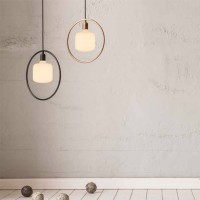 Lampadario a sospensione in metallo nero tondo con portalampada