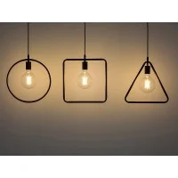 Square black pendant lamp in metal with lamp holder for E27 bulb