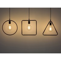 Triangle black pendant lamp in metal with lamp holder for E27