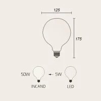 LED Curved Vintage Lamp Globe D.125 Spyral E27 5W 2000K 150lm
