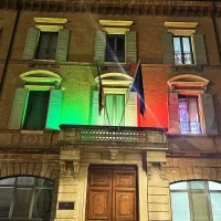Kit Italian Flag 3 led projectors red white green light IP66