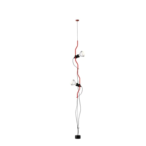 Flos Parentesi Double floor lamp red dimmable suspension