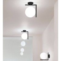 Flos IC C/W 2 Applique Wall or Ceiling Lamp Black By Michael