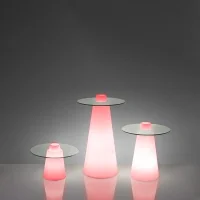 Slide Peak luminous side table with round top