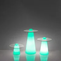 Slide Peak luminous side table with round top