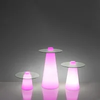 Slide Peak luminous side table with round top