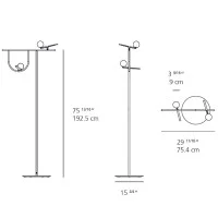 Artemide Yanzi Floor LED 20W 3000K Floor Lamp Brass Glass