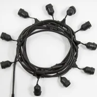 Catena Luminosa Cordoniera Nera 10 Portalampada con calata E27