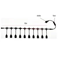 Catena Luminosa Cordoniera nero 10 Portalampada E27 10 metri esterno