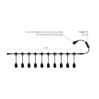 Catena Luminosa nera da esterno 10mt con lampadine