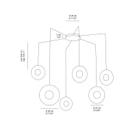 Ondaluce Candy 6 radial suspension lamp
