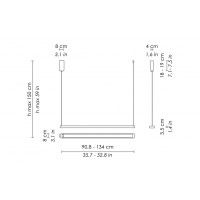 Ai Lati Stripe LED 3000K Horizontal Suspension Pendant Lamp