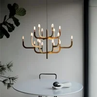 Luceplan J-US led chandelier Satin Gold 1 H54
