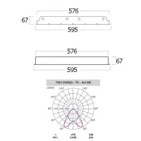 Metalmek T5 S7961 PAR 90 4x14W Darklight Recessed Lamp 60x60