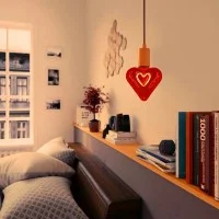 LED Curved Vintage Lamp HEART filament E27 5W Red glass Dimmer