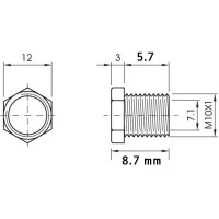 Hexagon Head Plastic Niples With Thread M10 X 1 Black For