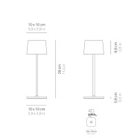 Zafferano Ofelia PRO Lampada LED da Tavolo a Batteria Con Base a Contatto