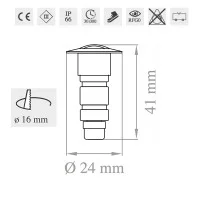 Lampo EYELED LED Recessed downlight with eyelid 1W 350mA IP66
