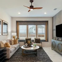 Ceiling fan LED in wood with remote control
