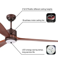 Ventilatore da soffitto led in legno con telecomando