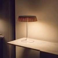 Flos Bon Jour LED Table Lamp White Top Rattan Crown