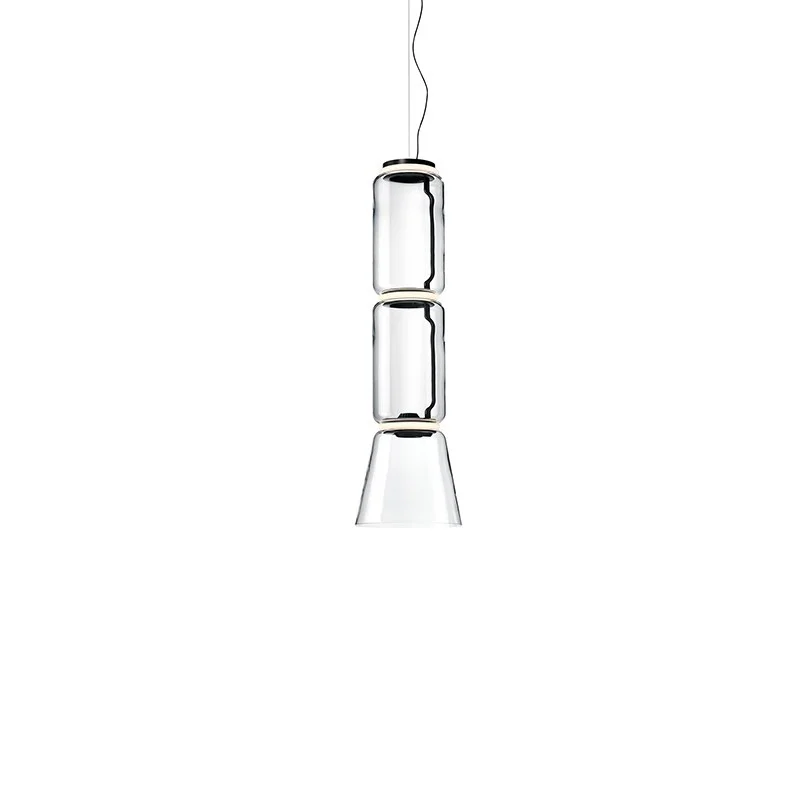Flos Noctambule Led Suspension Glass Low Cylinder and Cone by Flos Noctambule Led Suspension Glass Low Cylinder and Cone by
