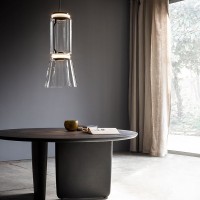 Flos Noctambule Led Suspension Glass Low Cylinder and Cone by